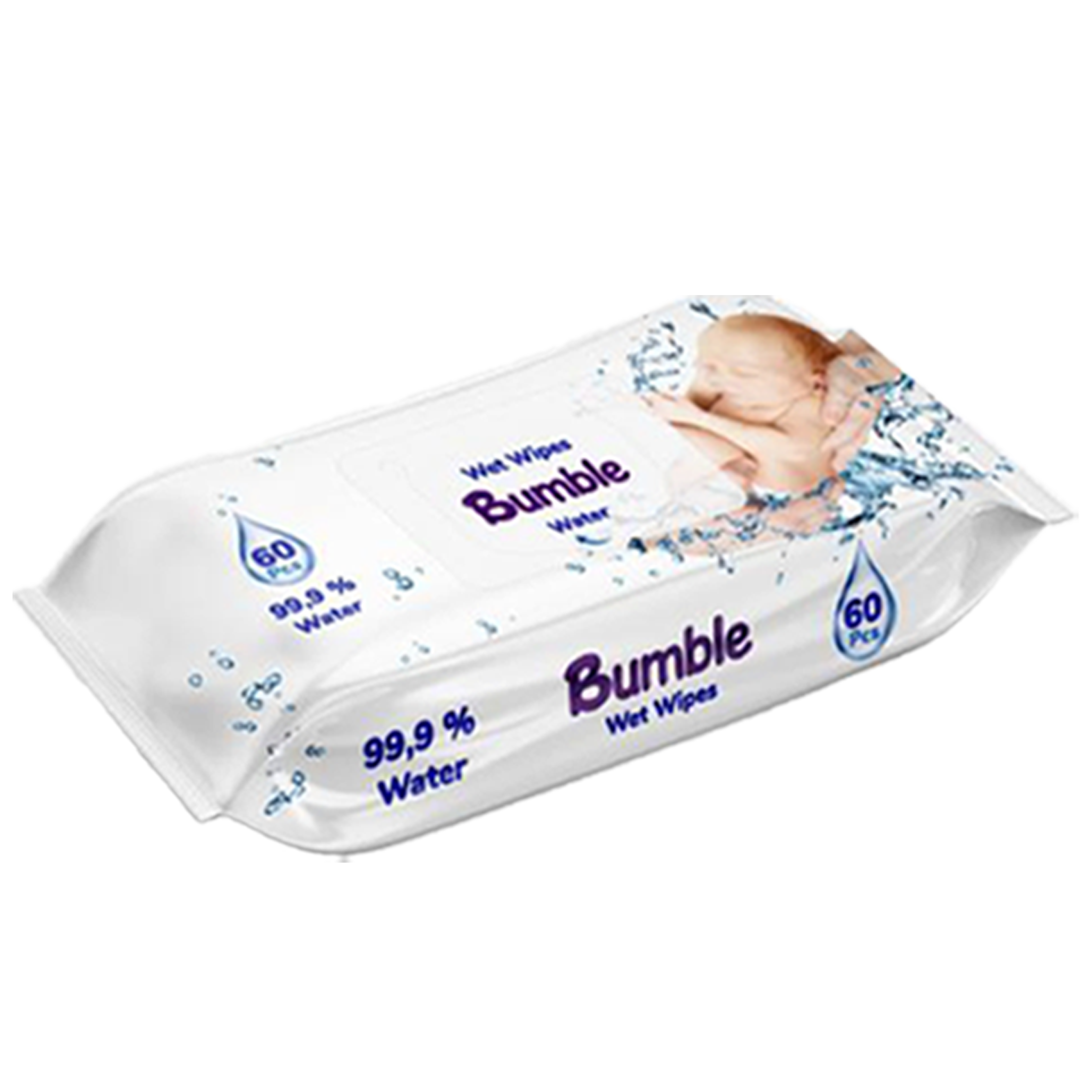 Bumble-Baby Wet Wipes-Water - 60Pcs